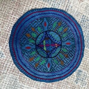 Shipibo Altar Cloth | Round Embroidered Tapestry | Sacred Ceremony | Mini